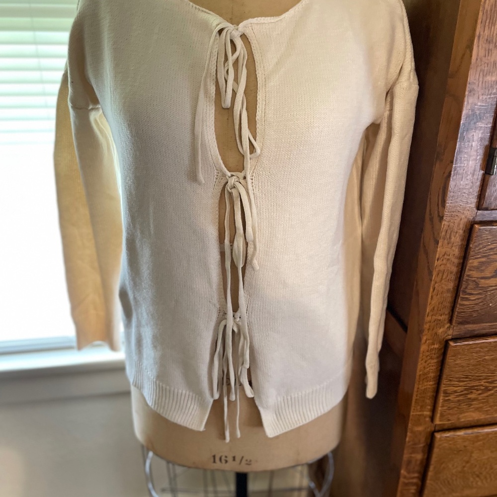 Soft knit tie front sweater